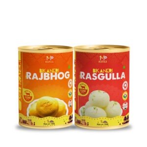 MAPAA Bikaneri Premium Spongy Kesar Rajbhog & Spongy Rasgulla Combo Ready to Eat Sweet 2 KG Pack