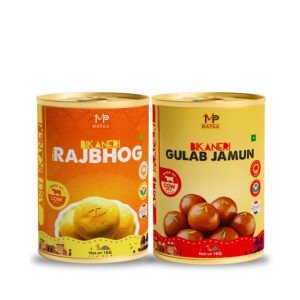 MAPAA Bikaneri Premium Spongy Kesar Rajbhog  & Premium Bikaneri Gulab Jamun Combo Ready to Eat Sweet 2 KG Pack
