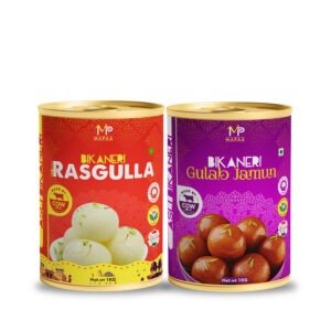 MAPAA Bikaneri Spongy Rasgulla & Premium Desi Ghee Gulab Jamun Combo Ready to Eat Sweet 2 KG Pack